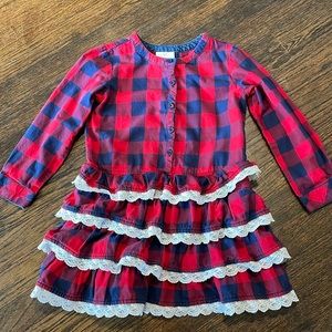 Hanna Andersson Size 110 (US 5) Red and Blue Plaid Dress